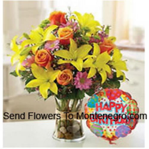 Mooie Assortiment Bloemen met Verjaardagsballon