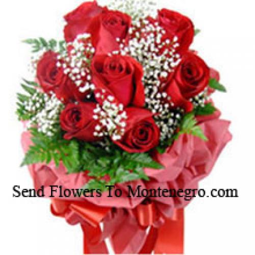 9 Wrapped Red Roses