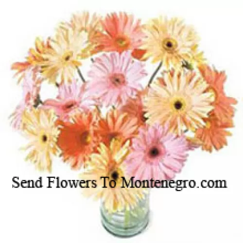 25 Mixed Colored Gerberas In A Vase