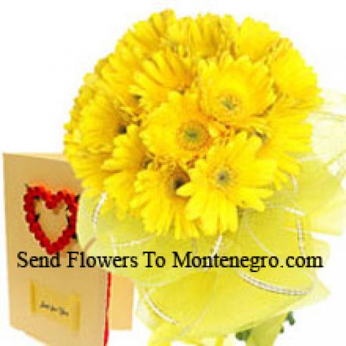 Yellow Gerberas Bunch With Card