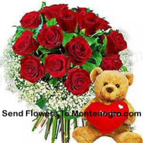 11 Rosas com Urso Carinhoso